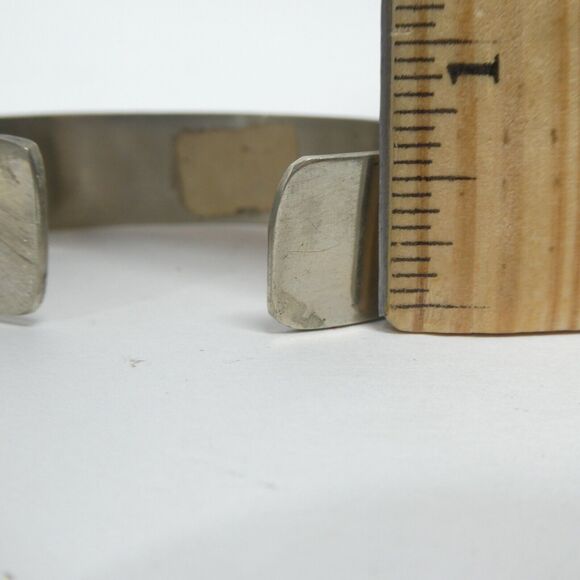 Cuff Bracelet Abalone Mother of Pearl Inlay Vintage Mexico Silver - Picture 7 of 9